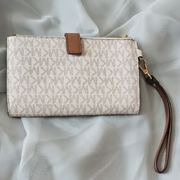 Michael Kors Beige and Brown Wristlet Clutch - Picture 12 of 12